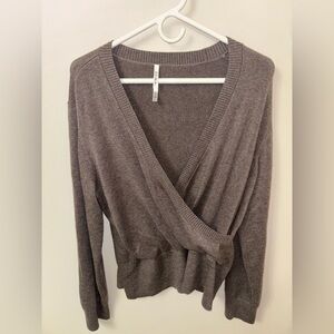 SOMA Long sleeve Surplice Sweater - Heather Cocoa XL